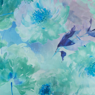 Látka šifón zelená hladká kvety vzor 0,5m