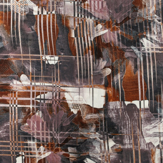 Látka viskózová hnedo-sivá hladká kvety 100% viskóza 0,5m