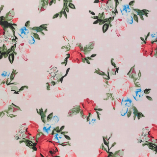 Látka viskózová kvety bodky 100% viskóza 0,5m