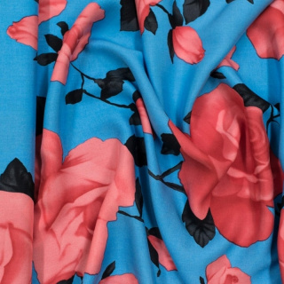 Látka viskóza 100% modrá dvojfarebná ruže 0,5m