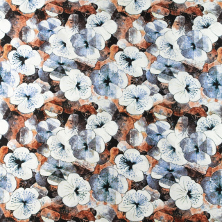 Látka viskózová hnedo-sivá kvety 100% viskóza 0,5m