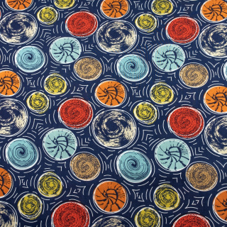 Látka viskózová námornícka modrá mušle 100% viskóza 0,5m