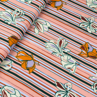 Látka viskózová pruhy kvety 100% viskóza 0,5m