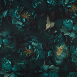 Látka viskóza twill zelená hladká kvety vzor 0,5m