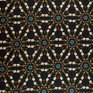 Látka viskóza twill čierna hladká kvety vzor 0,5m