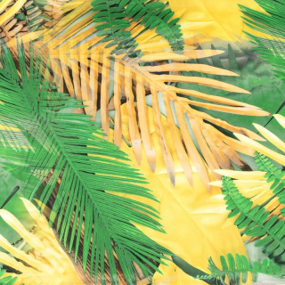 Látka viskóza twill žltá hladká listy vzor 0,5m