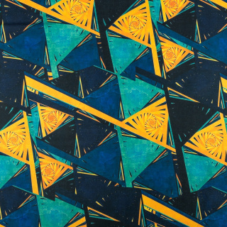 Látka viskóza twill námornícka modrá hladká trojuholníky 0,5m