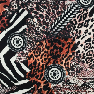 Látka viskóza twill čierna hladká zvierací vzor 0,5m