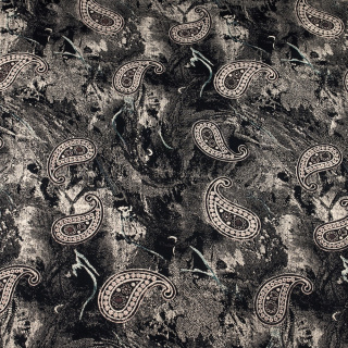 Látka viskózová čierna paisley vzor 100% viskóza 0,5m