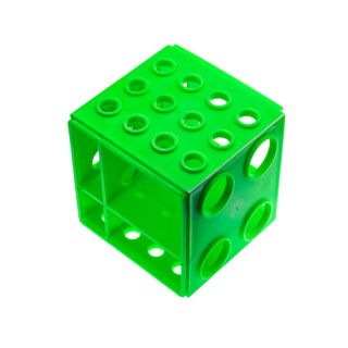 Suport pentru eprubete 4în1, mare, verde – PP, 110 × 110 × 110 mm, de laborator