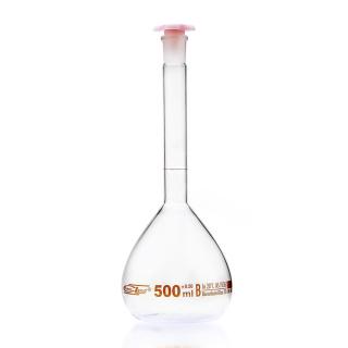Pahar gradat din sticlă, 1000 ml, clasa B, scară maro, îmbinare șlefuită 24/29