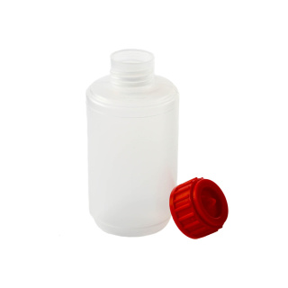 Sticlă 100ml LDPE și capac roșu