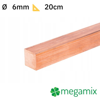 Bară cupru pătrată 06x06mm 20cm