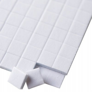 Spumă autoadezivă albă 3D 100 bucăți 15x15mm cub
