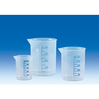 Pahar de laborator PP 100 ml, scară albastră VITLAB