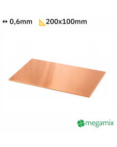 Tabla de cupru grosime 0,6 mm dimensiune 200x100 mm formă de cupru Cu