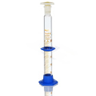 Cilindru de măsurare din sticlă cu dop PP și bază PP, 25 ml, clasa A, scară maro, conexiune șlefuită 14/23, cu certificat – GLASSCO