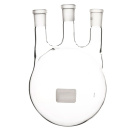 Banka guľatodenná trojhrdlová 100 ml, zábrus 19/26, bočné 2x 14/23 mm, rovné hrdlá, BORO 3.3