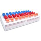 Suport pentru tuburi Eppendorf, 50 de locuri, 1,5 ml, cu două rafturi – PP, autoclavabil