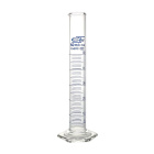Cilindru măsurător din sticlă, 500 ml, clasa B, scară albastră, bază hexagonală din sticlă
