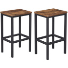 Scaune de bar 2 buc 40x30x65cm lemn maro metal