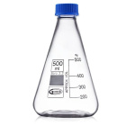 Pahar conic (pahar Erlenmeyer) 50 ml cu capac cu filet - sticlă borosilicat BORO 3.3