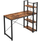Birou computer 120x60x120cm cu rafturi maro lemn metal