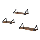 Set de 3 rafturi suspendate lemn maro metal