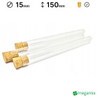Eprubete de sticlă cu dop, 150mm diametru 15mm 10 buc.