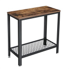 Masă 60x30x60cm cu raft lemn maro metal