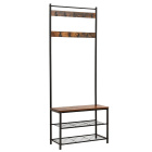 Cuier cu scaun 70x32x175cm lemn, metal maro