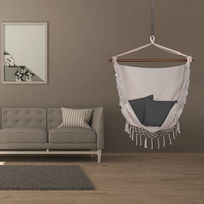 hamac bej cu perne gri 130x100cm cadru impregnat megamix.sk