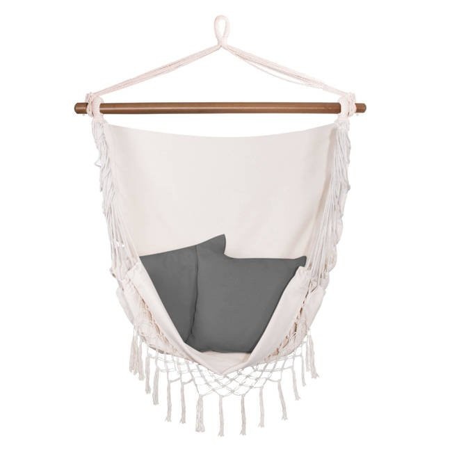 hamac bej cu perne gri 130x100cm cadru impregnat megamix.sk