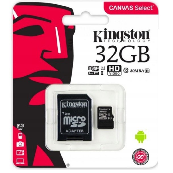 Karta MicroSD KINGSTON 32GB micro CLASS 10 + adaptor SD megamix.sk