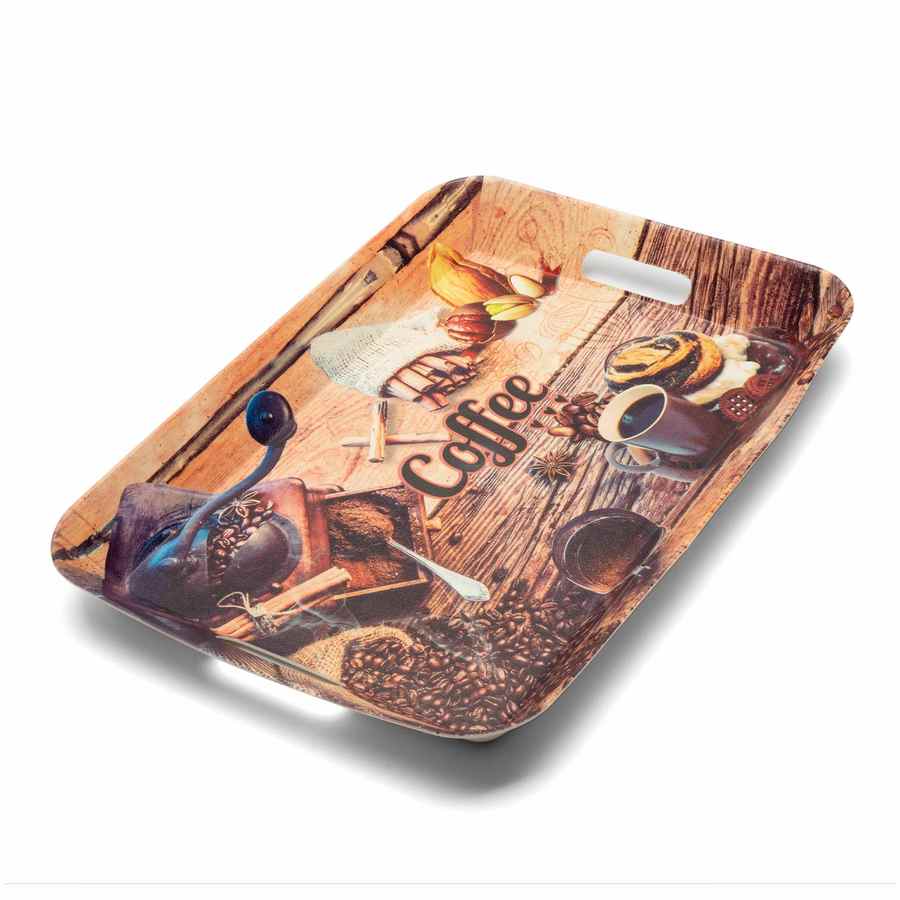 Tavă de servire dreptunghiulară din plastic Coffee 37 x 25 x 3,7 cm