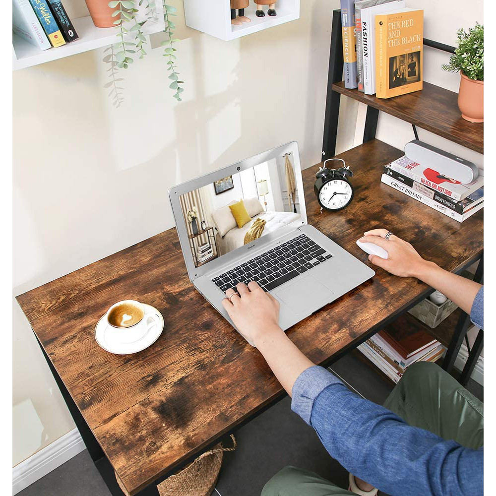 birou de calculator 120x60x120cm cu rafturi maro lemn metal megamix.sk