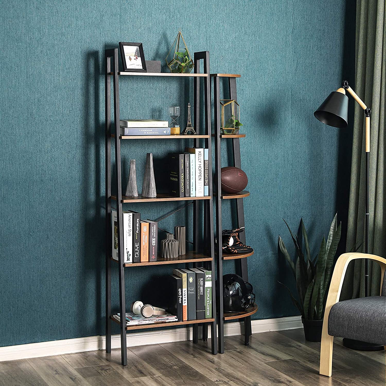 poliță pentru cărți 56x34x172cm rustic maro lemn metal megamix.sk