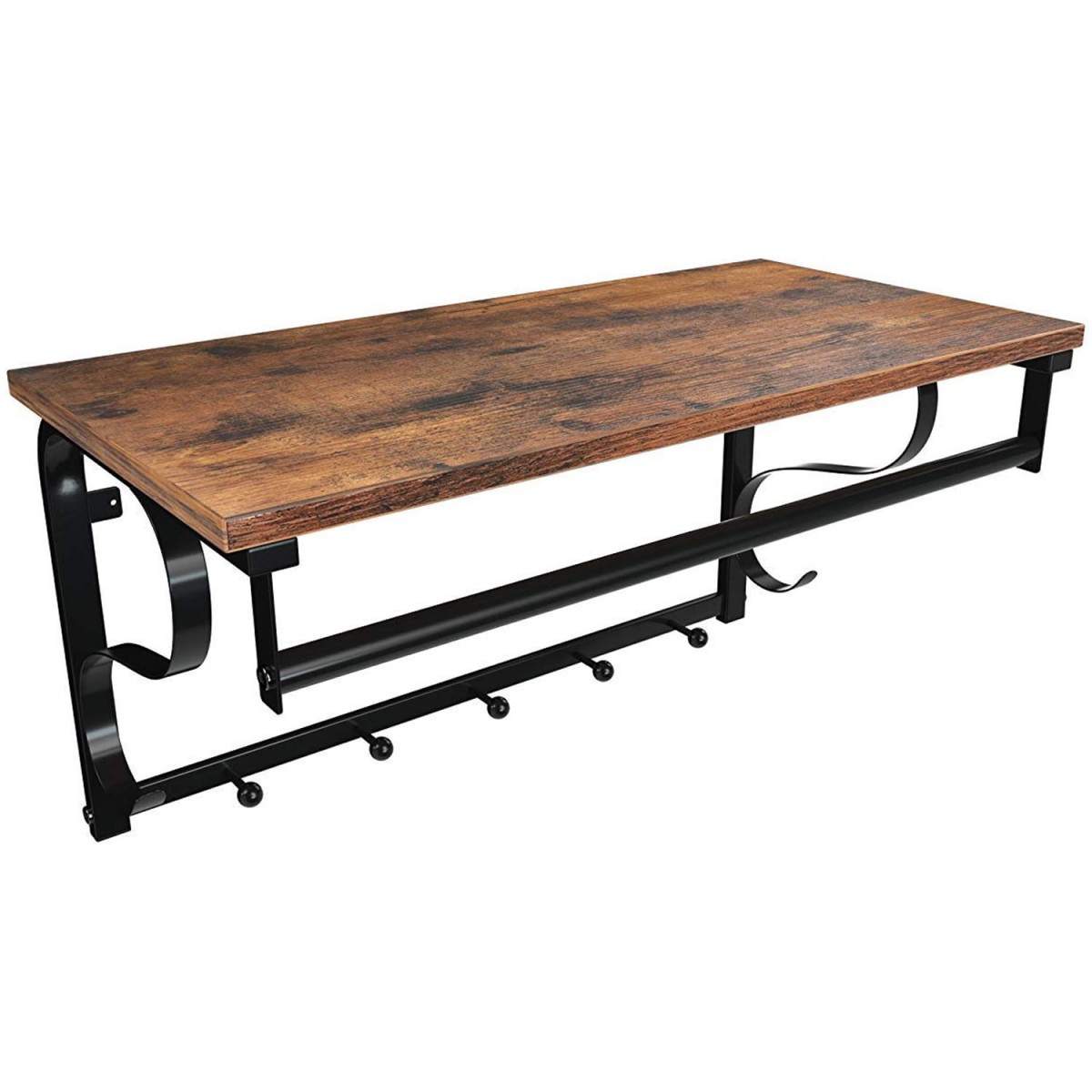 poliță cu umerașe 60x30x31,7cm rustic maro metal negru megamix.sk