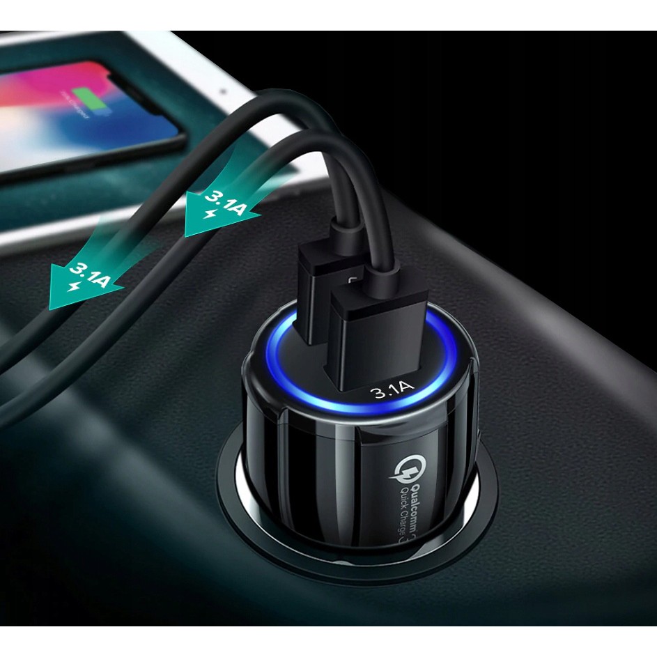 Încărcător auto rapid 3.1A QUALCOMM QC 3.0 megamix.sk