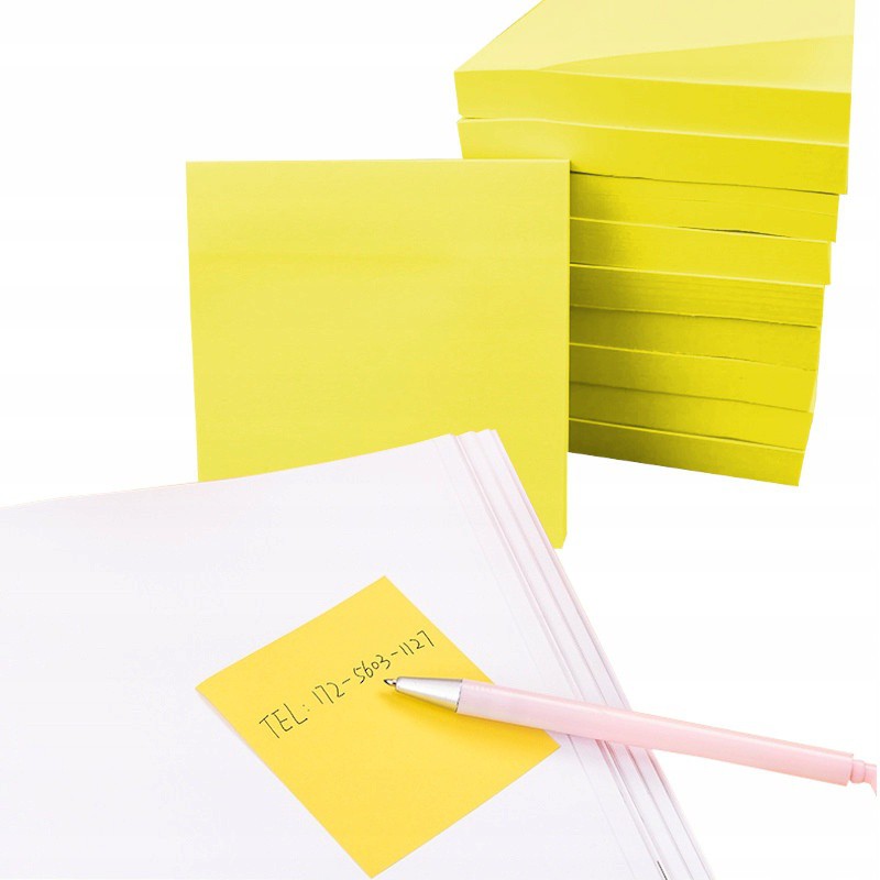 Bloc autoadeziv hârtie galbenă 100 buc 76x76mm megamix.sk