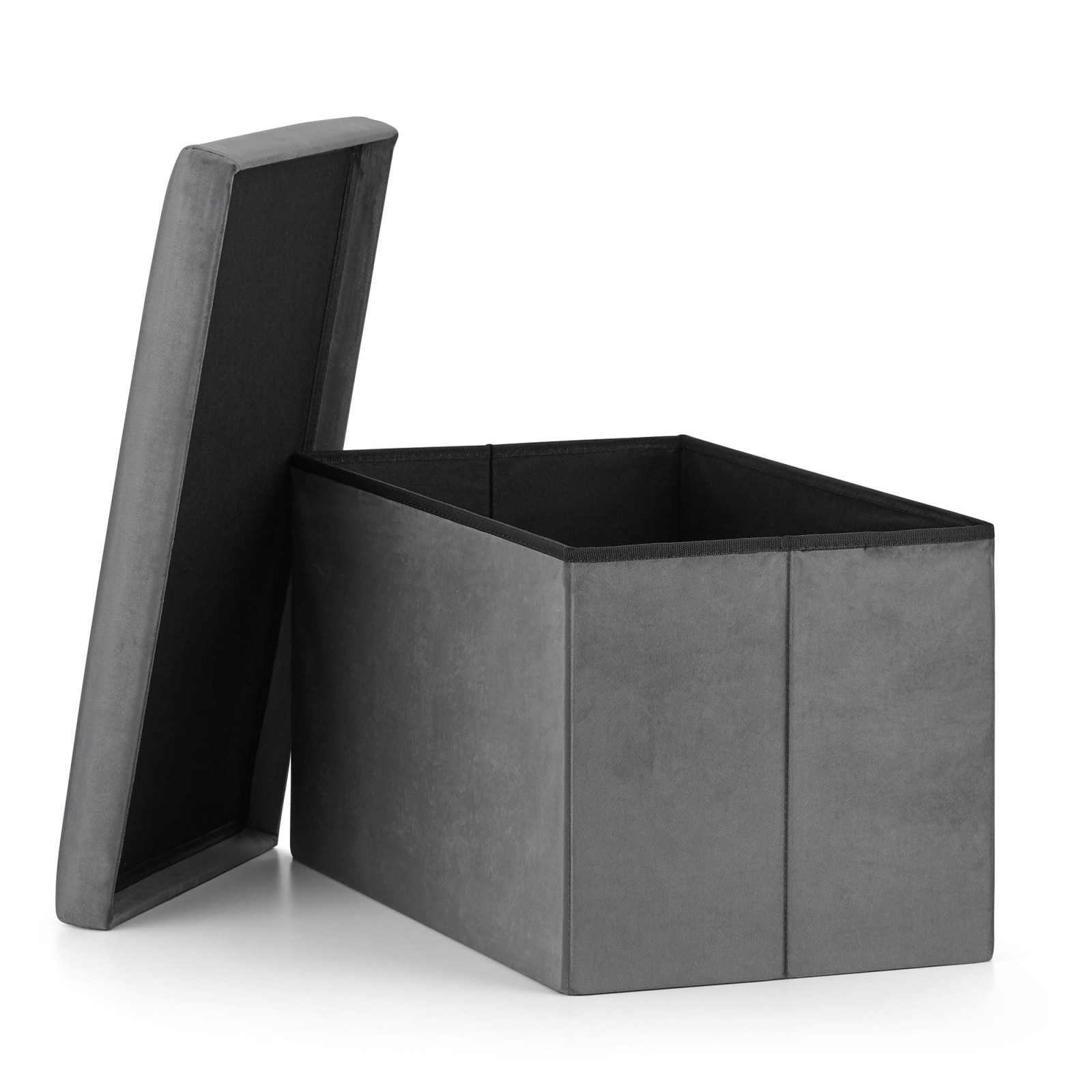 scaun pliabil cu spațiu de depozitare XL 38x61x38cm catifea gri megamix.sk