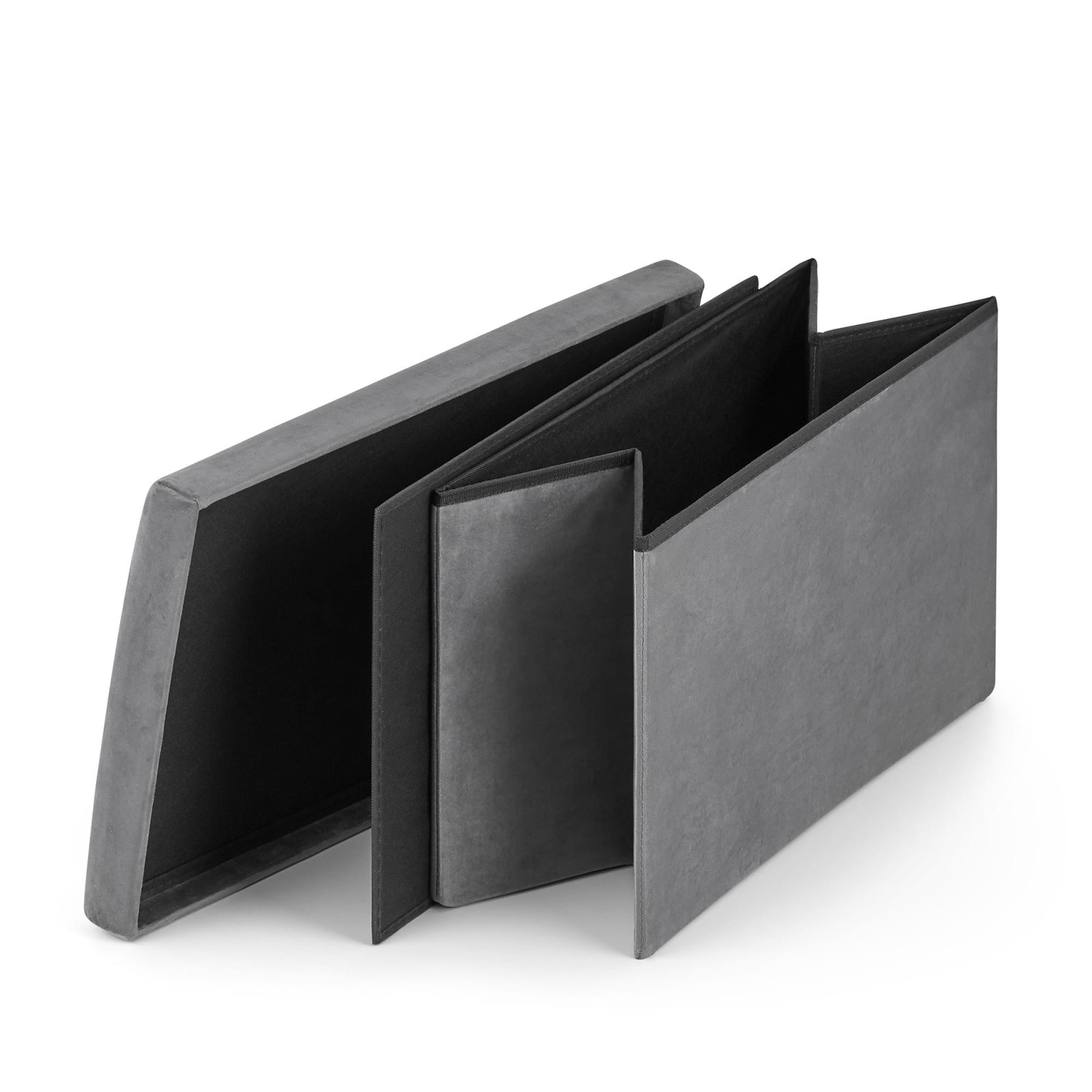 scaun pliabil cu spațiu de depozitare XL 38x61x38cm catifea gri megamix.sk