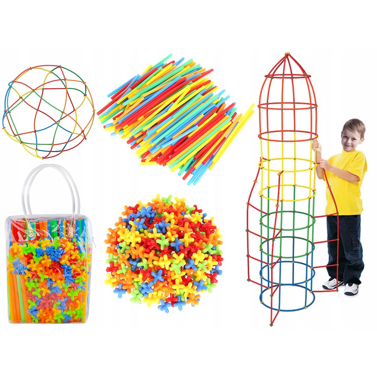 Seturi pentru copii paie conectori 408 buc megamix.sk