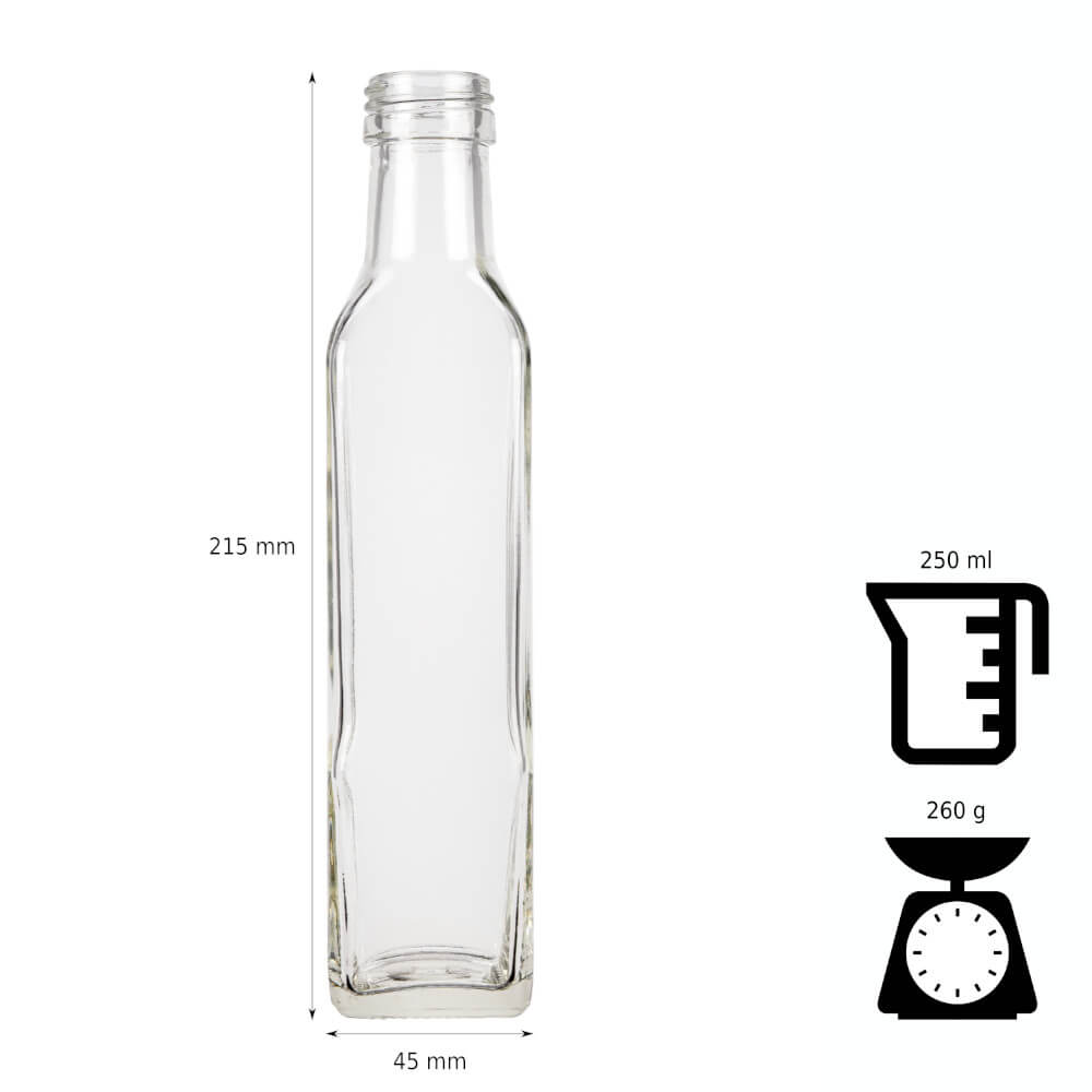 Sticlă de sticlă 250ml 21cm MARASCA megamix.sk