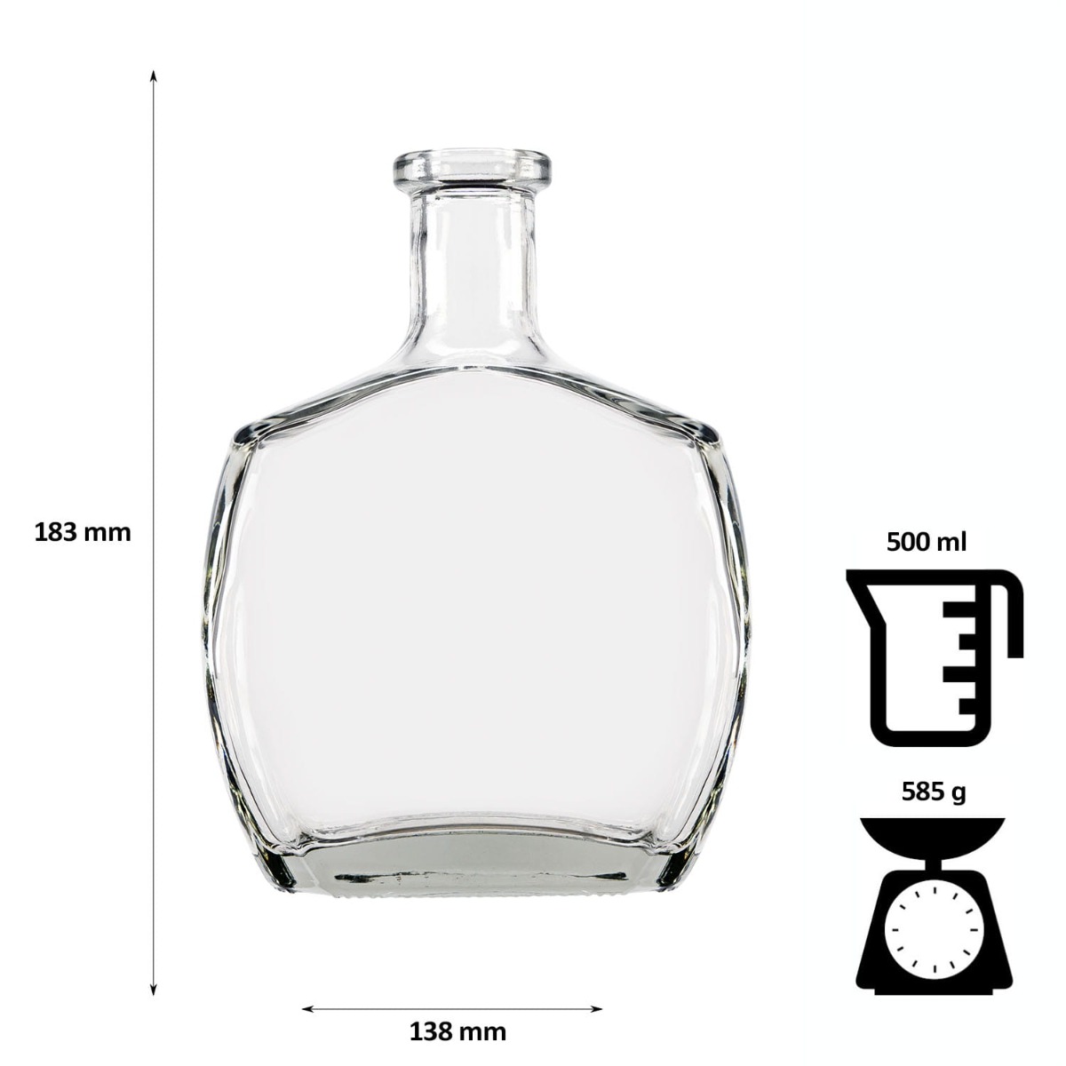 Sticlă de sticlă 500ml 21cm CARAFFA megamix.sk