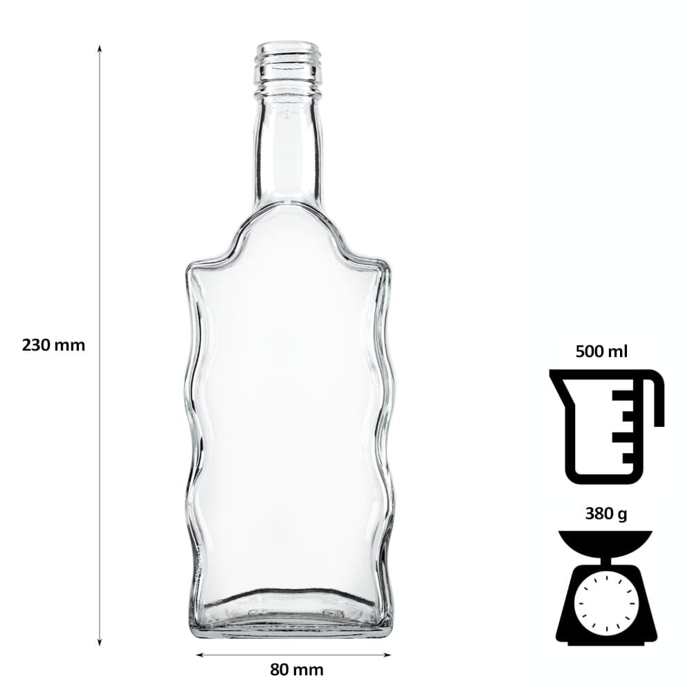Sticlă de sticlă 500ml 23cm WAVE megamix.sk
