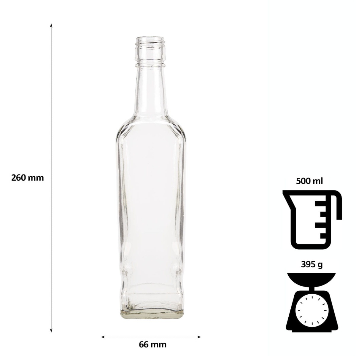 Sticlă de sticlă 500ml 26cm WALKER megamix.sk
