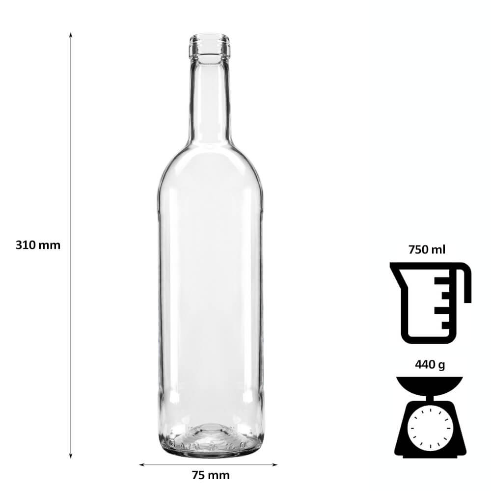 Sticlă de vin 750ml 29cm alb megamix.sk