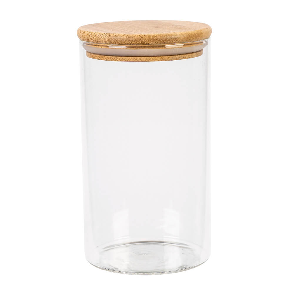 Recipient din sticlă cutie 1000ml 17cm cu capac etanș din lemn megamix.sk