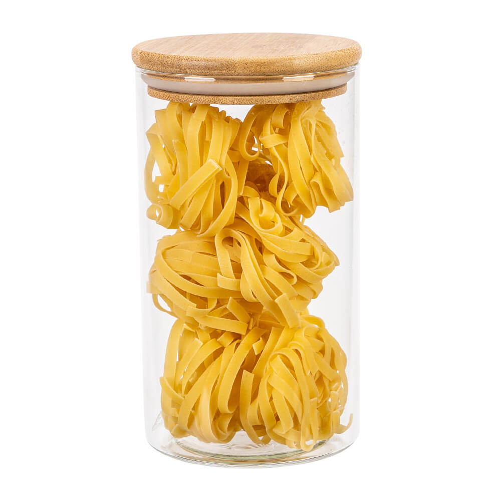 Recipient din sticlă cutie 1000ml 17cm cu capac etanș din lemn megamix.sk